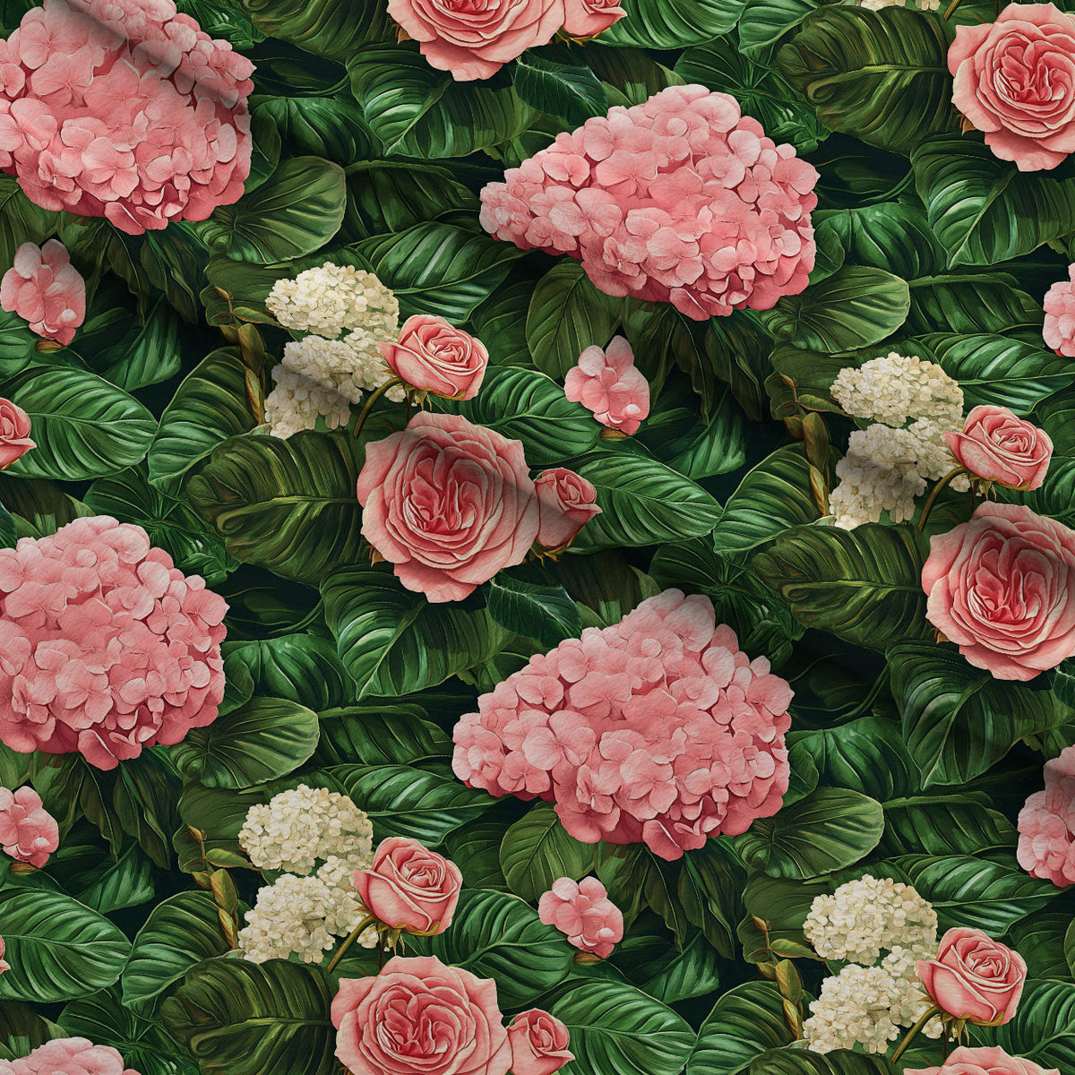 Hydrangea Jungle Pattern 8 Minky Fabric
