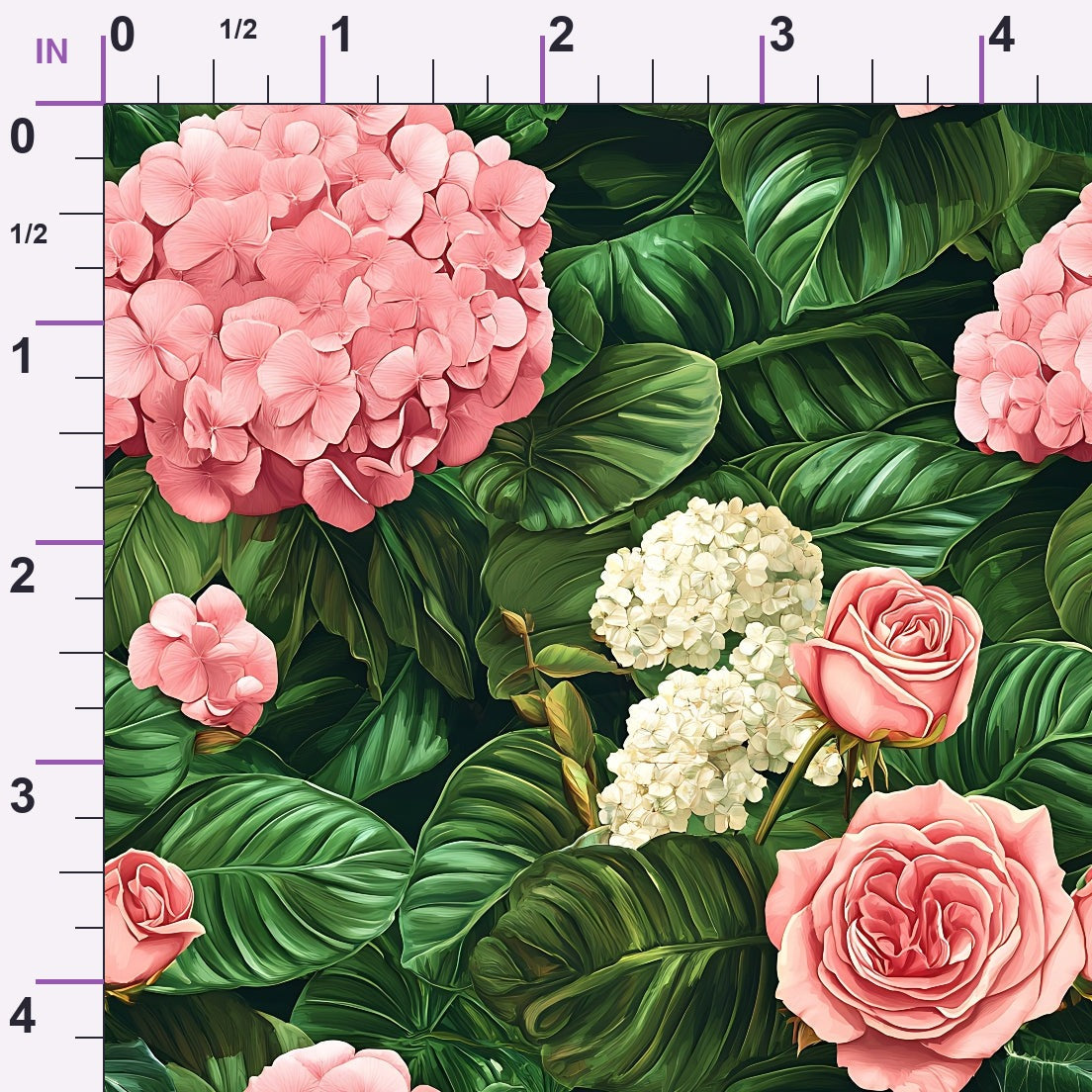 Hydrangea Jungle Pattern 8 Minky Fabric