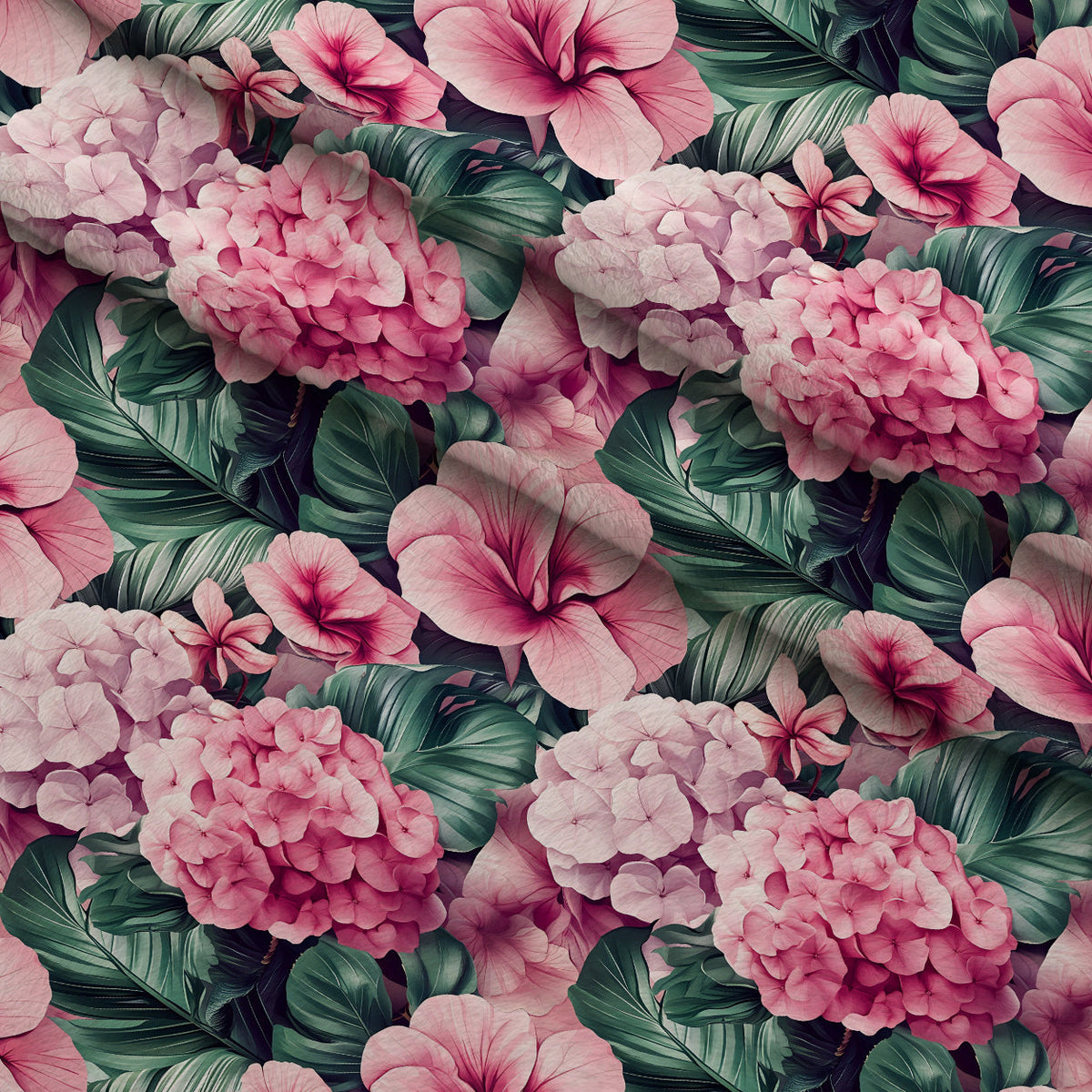 Hydrangea Jungle Pattern 9 Minky Fabric