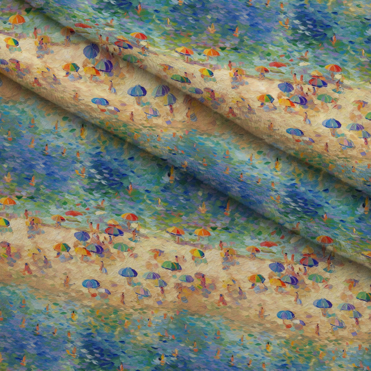 Impressionist Seaside Pattern 12 Minky Fabric