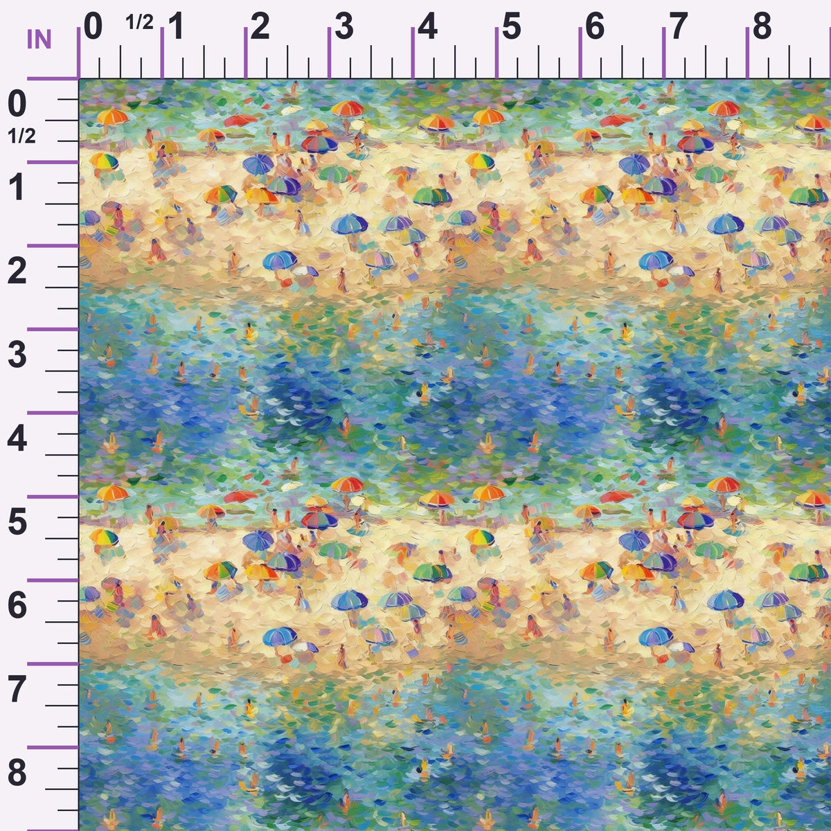 Impressionist Seaside Pattern 12 Minky Fabric