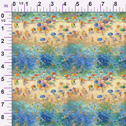 Impressionist Seaside Pattern 12 Minky Fabric