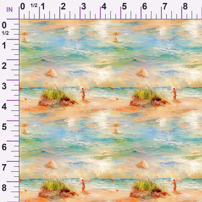 Impressionist Seaside Pattern 8 Minky Fabric