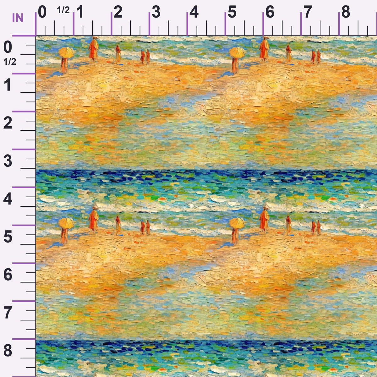 Impressionist Seaside Pattern 9 Minky Fabric