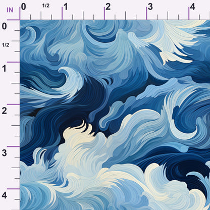 Indigo Swells Pattern 2 Minky Fabric