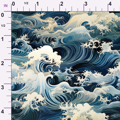 Indigo Swells Pattern 5 Minky Fabric