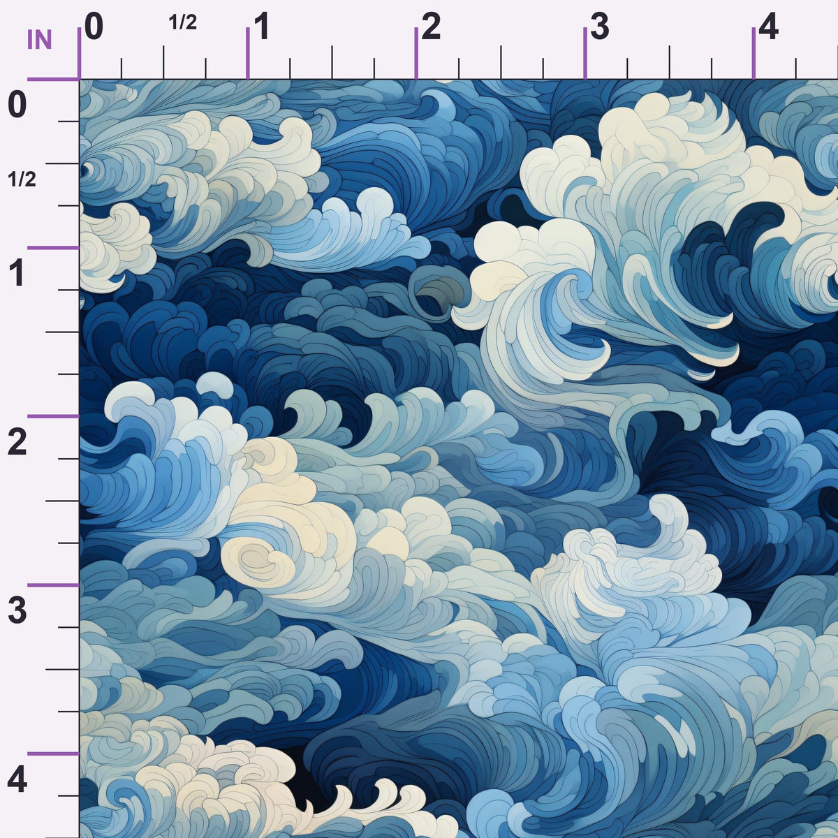Indigo Swells Pattern 7 Minky Fabric