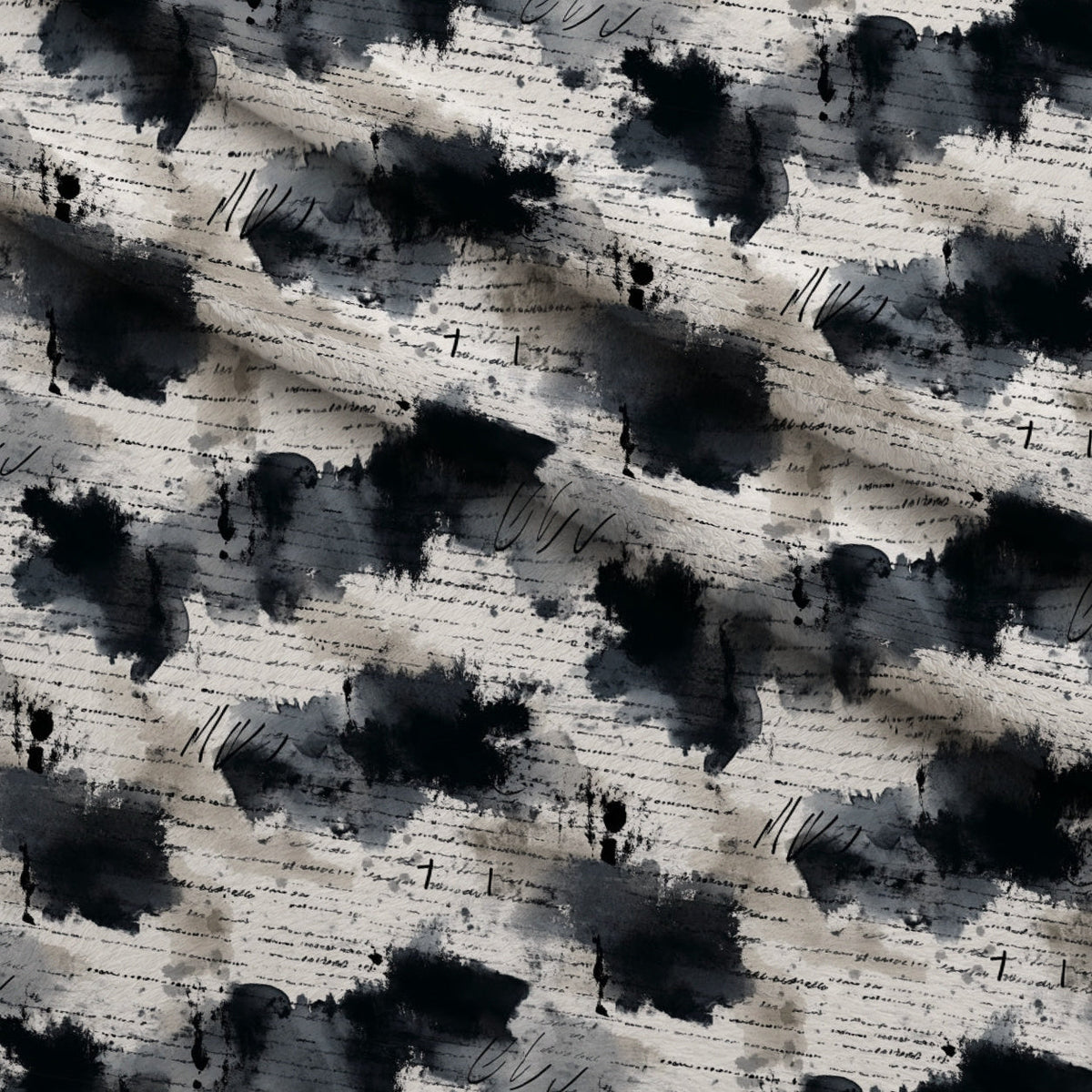 Inkwash Manuscript Pattern 1 Minky Fabric