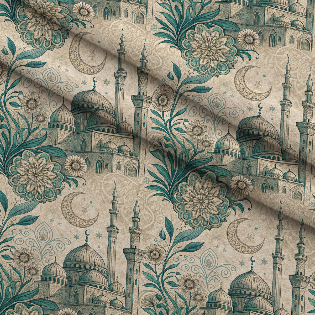 Islamic Blue Pattern 1 Minky Fabric