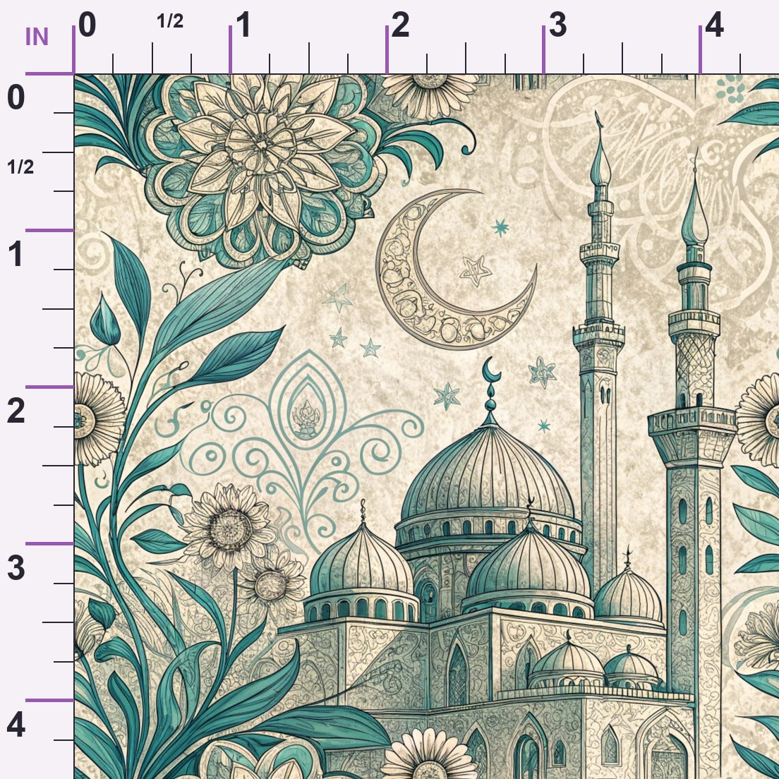 Islamic Blue Pattern 1 Minky Fabric