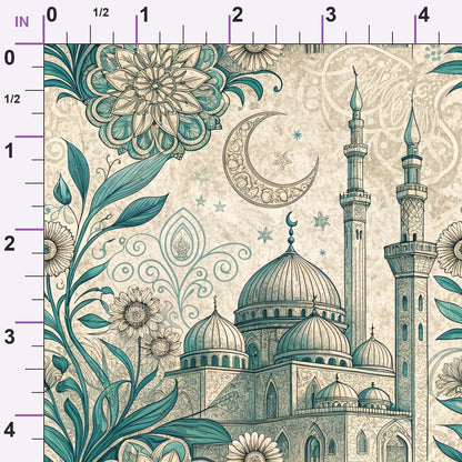 Islamic Blue Pattern 1 Minky Fabric