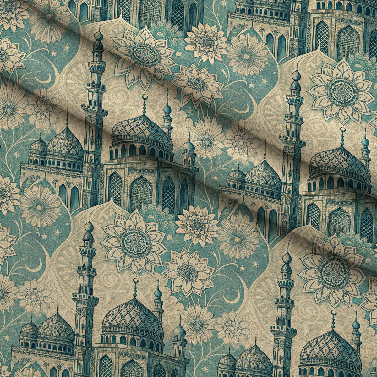 Islamic Blue Pattern 10 Minky Fabric