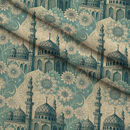 Islamic Blue Pattern 10 Minky Fabric