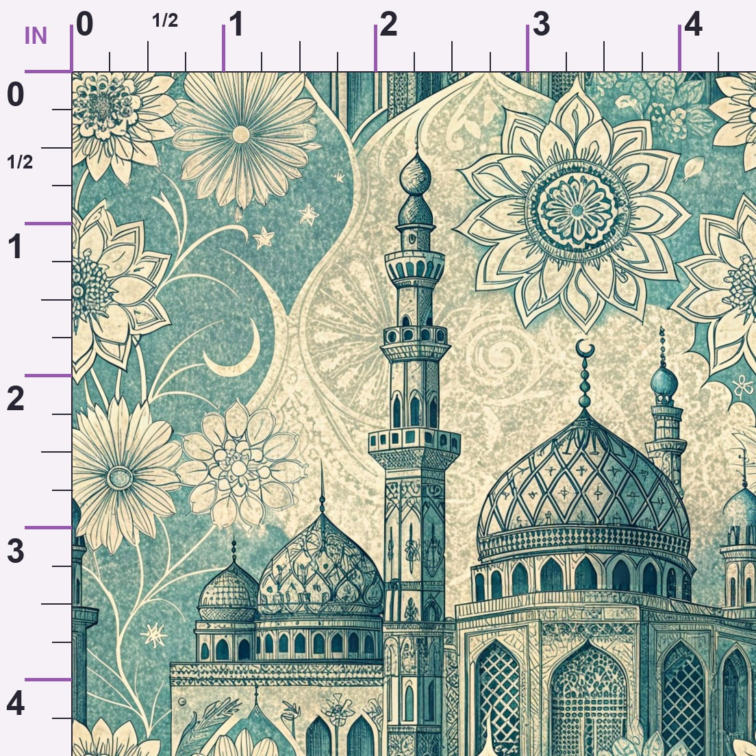 Islamic Blue Pattern 10 Minky Fabric