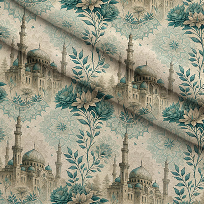 Islamic Blue Pattern 11 Minky Fabric