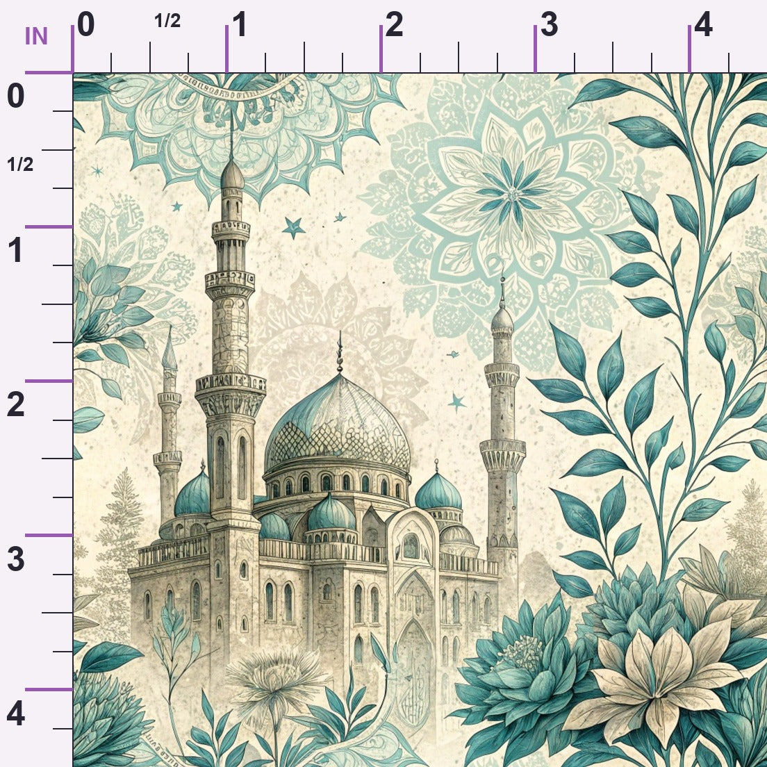 Islamic Blue Pattern 11 Minky Fabric
