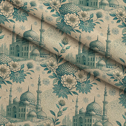 Islamic Blue Pattern 12 Minky Fabric