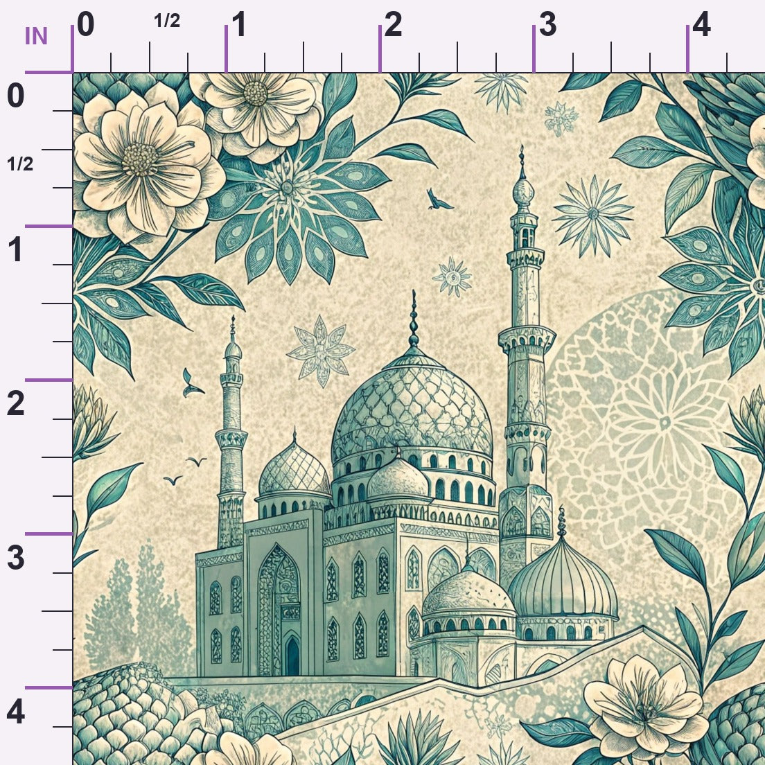 Islamic Blue Pattern 12 Minky Fabric