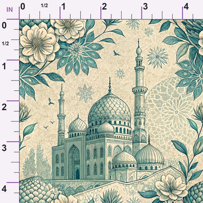Islamic Blue Pattern 12 Minky Fabric