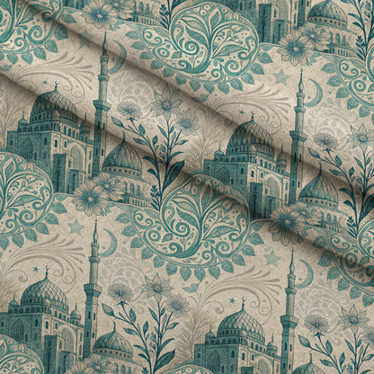 Islamic Blue Pattern 2 Minky Fabric