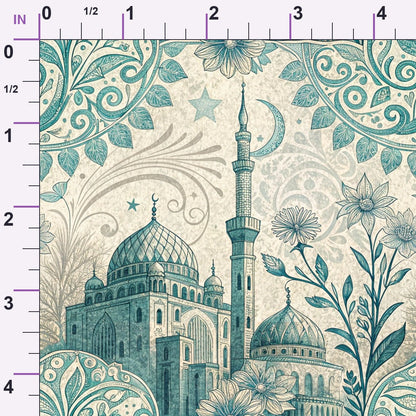 Islamic Blue Pattern 2 Minky Fabric