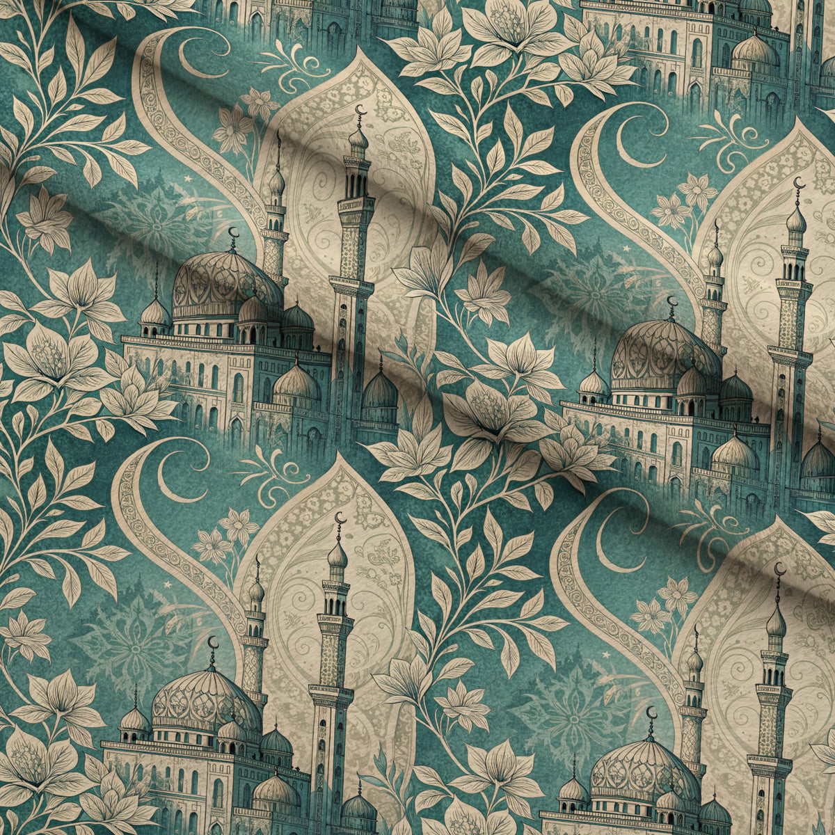 Islamic Blue Pattern 3 Minky Fabric