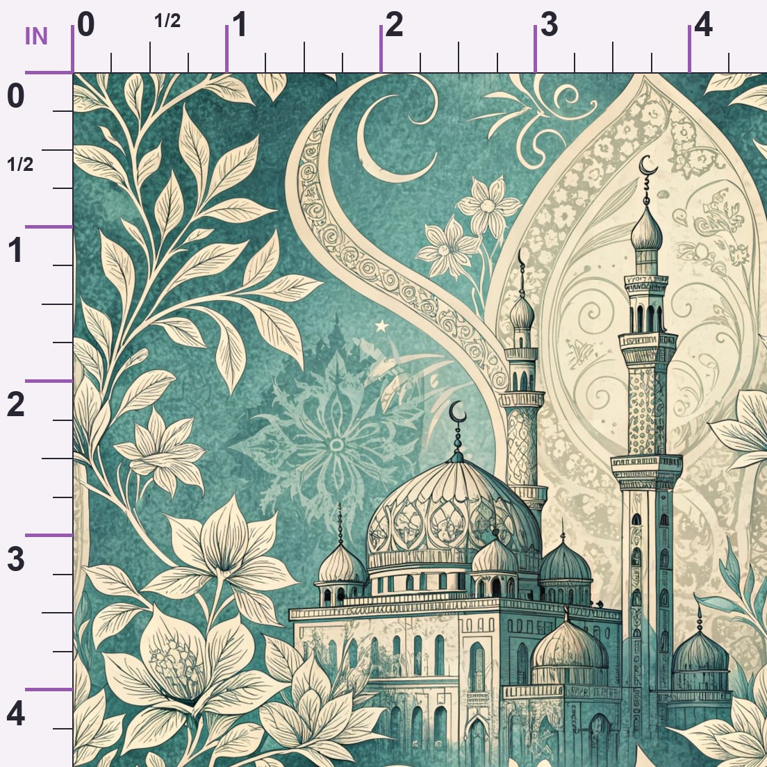Islamic Blue Pattern 3 Minky Fabric