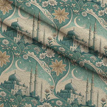 Islamic Blue Pattern 4 Minky Fabric