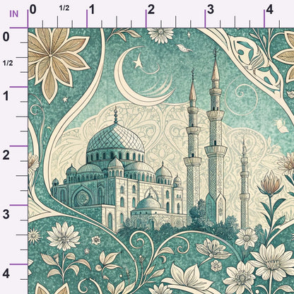 Islamic Blue Pattern 4 Minky Fabric