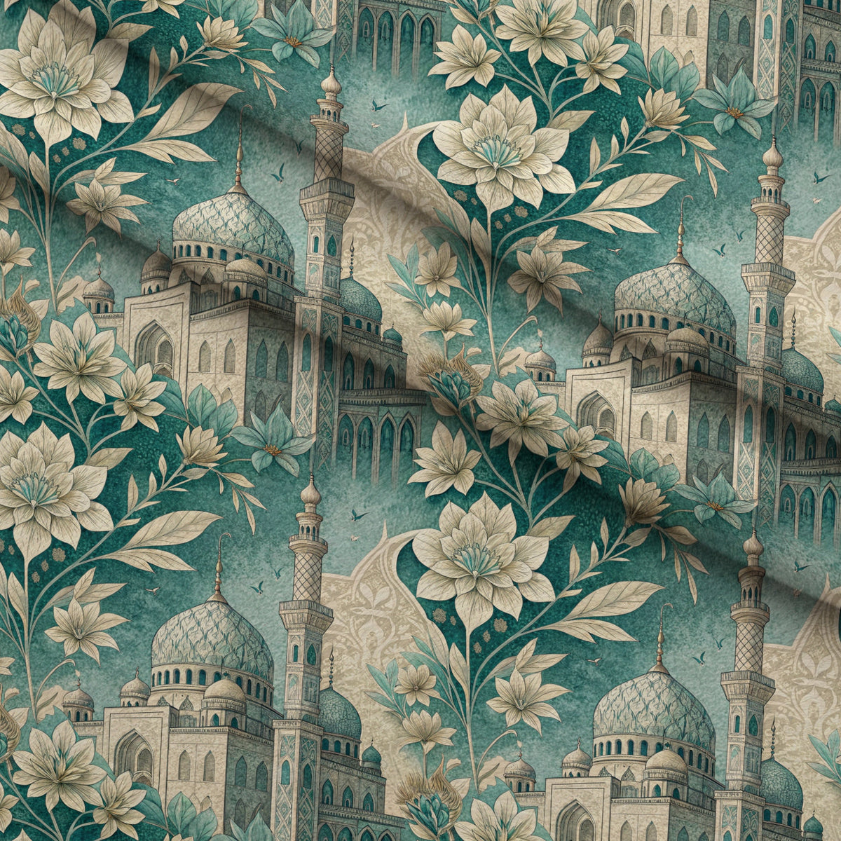 Islamic Blue Pattern 5 Minky Fabric