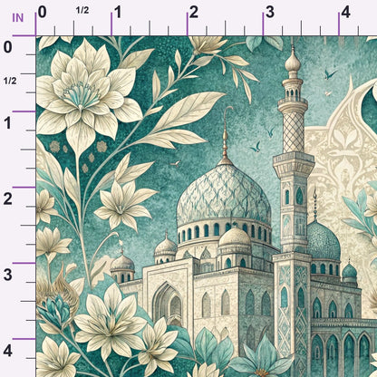 Islamic Blue Pattern 5 Minky Fabric