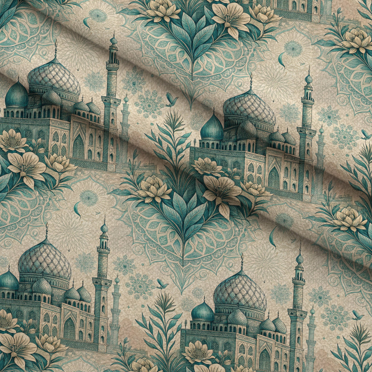 Islamic Blue Pattern 6 Minky Fabric