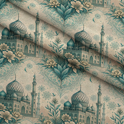 Islamic Blue Pattern 6 Minky Fabric