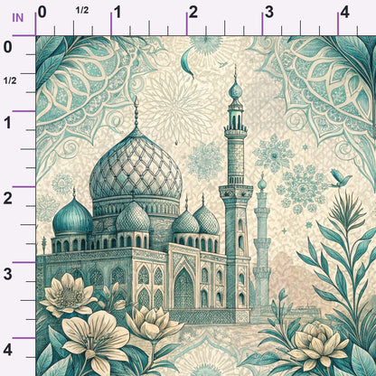 Islamic Blue Pattern 6 Minky Fabric