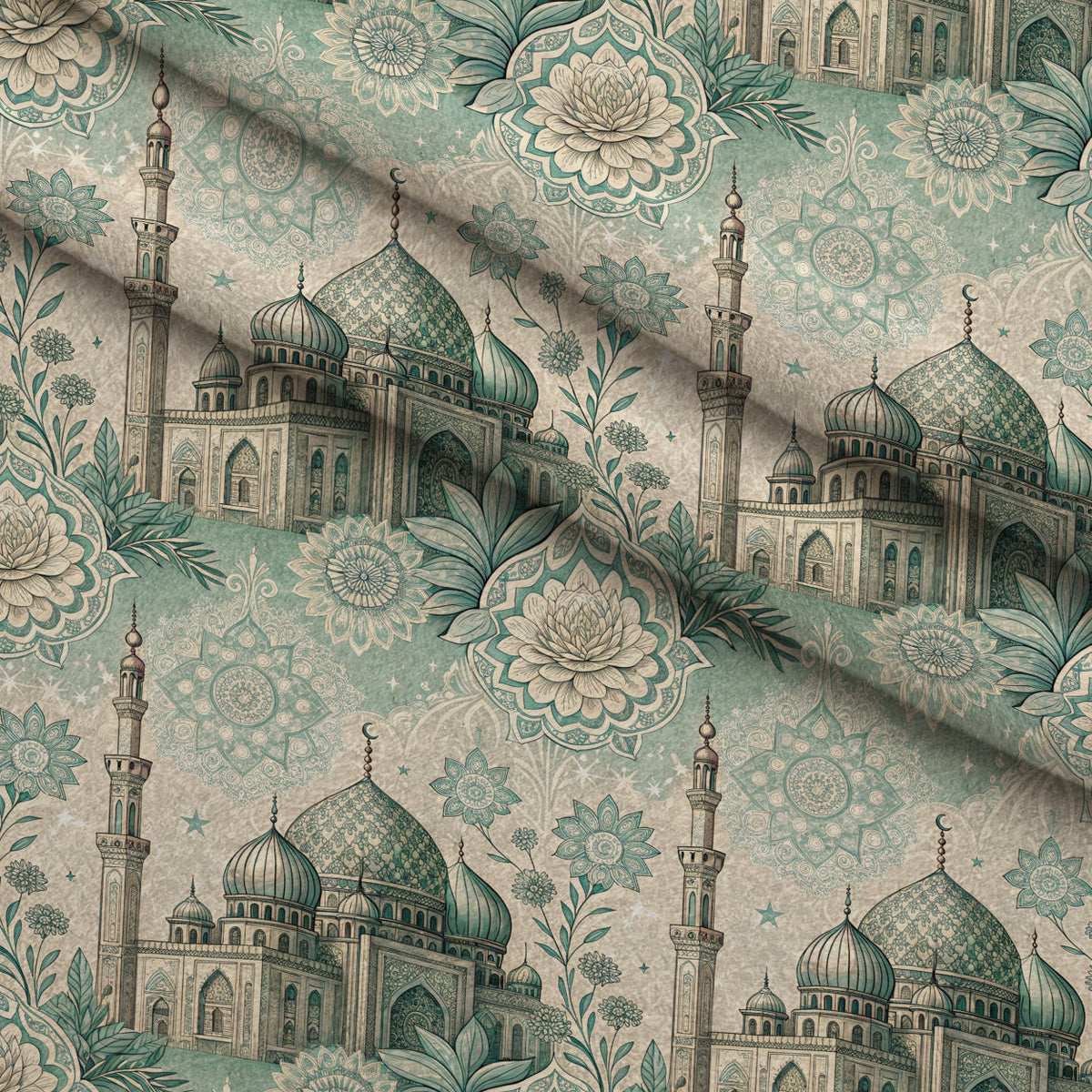 Islamic Blue Pattern 7 Minky Fabric