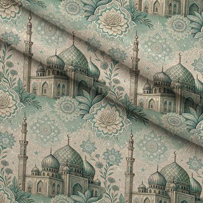 Islamic Blue Pattern 7 Minky Fabric