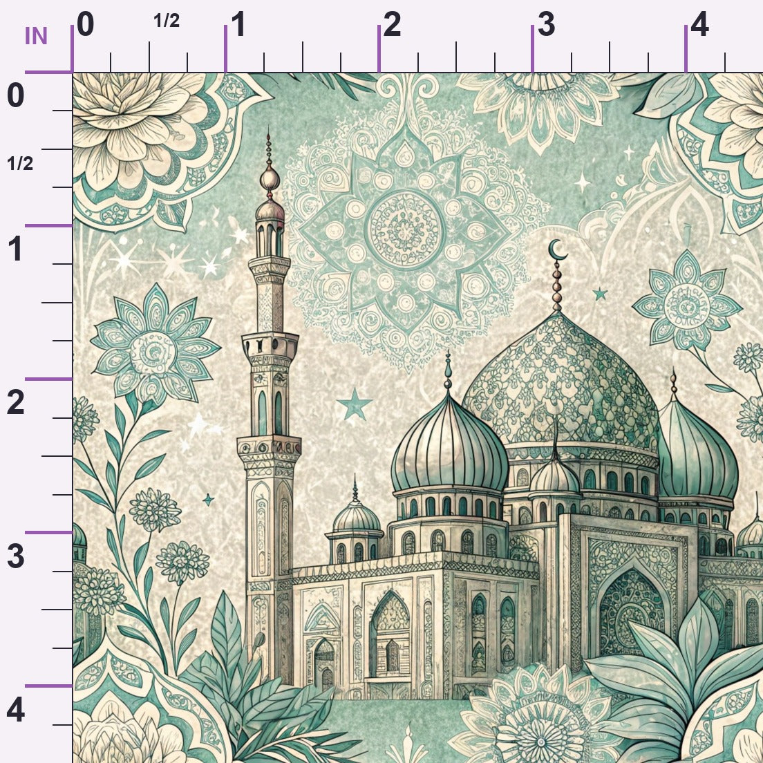 Islamic Blue Pattern 7 Minky Fabric