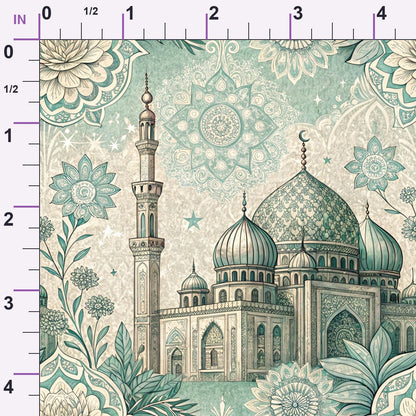 Islamic Blue Pattern 7 Minky Fabric