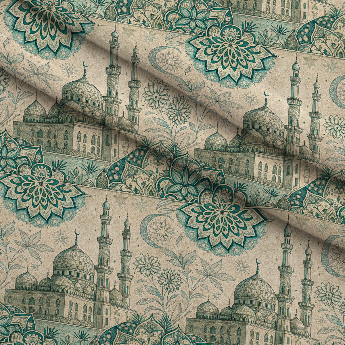 Islamic Blue Pattern 8 Minky Fabric