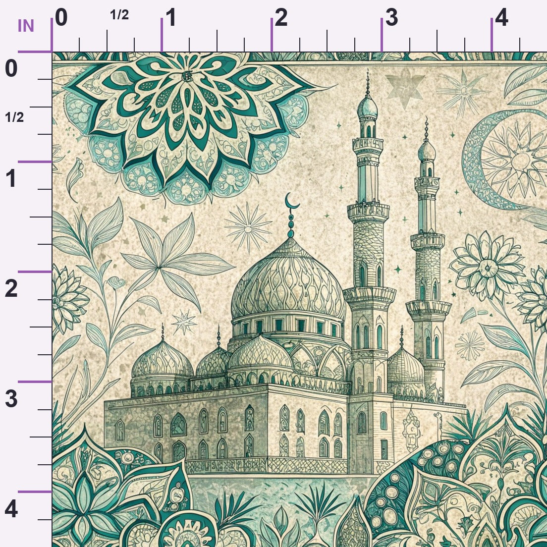 Islamic Blue Pattern 8 Minky Fabric