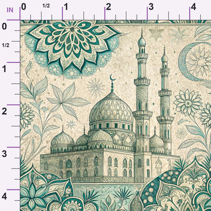 Islamic Blue Pattern 8 Minky Fabric