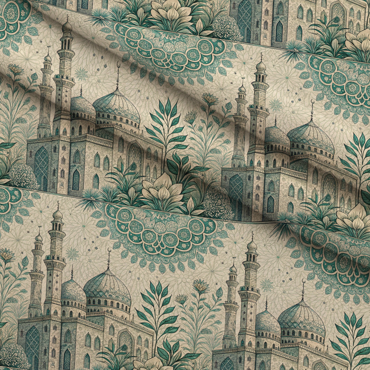 Islamic Blue Pattern 9 Minky Fabric