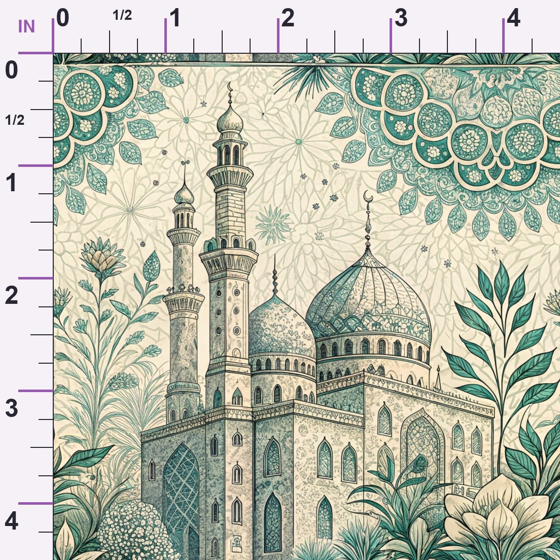 Islamic Blue Pattern 9 Minky Fabric