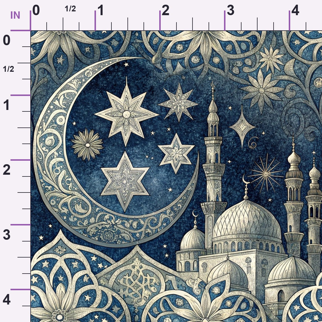 Islamic Dark Blue Pattern 1 Minky Fabric