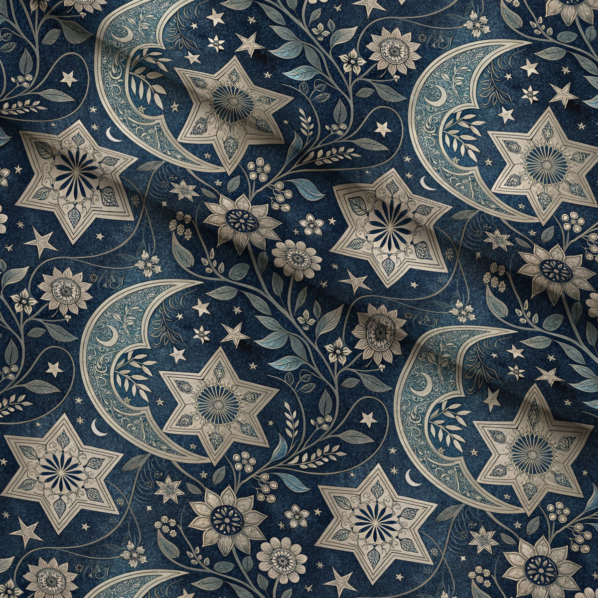 Islamic Dark Blue Pattern 10 Minky Fabric
