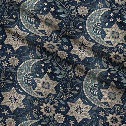 Islamic Dark Blue Pattern 10 Minky Fabric