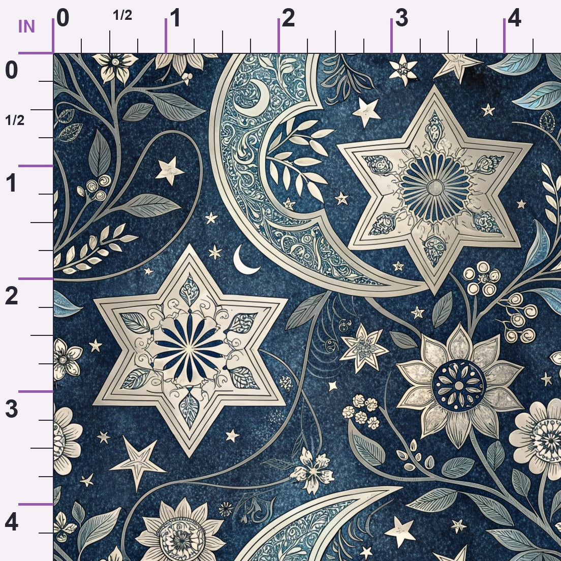 Islamic Dark Blue Pattern 10 Minky Fabric