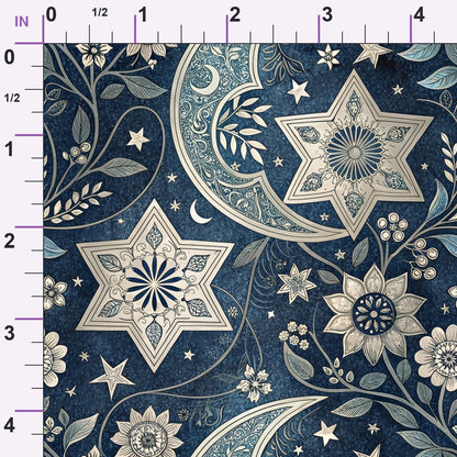 Islamic Dark Blue Pattern 10 Minky Fabric