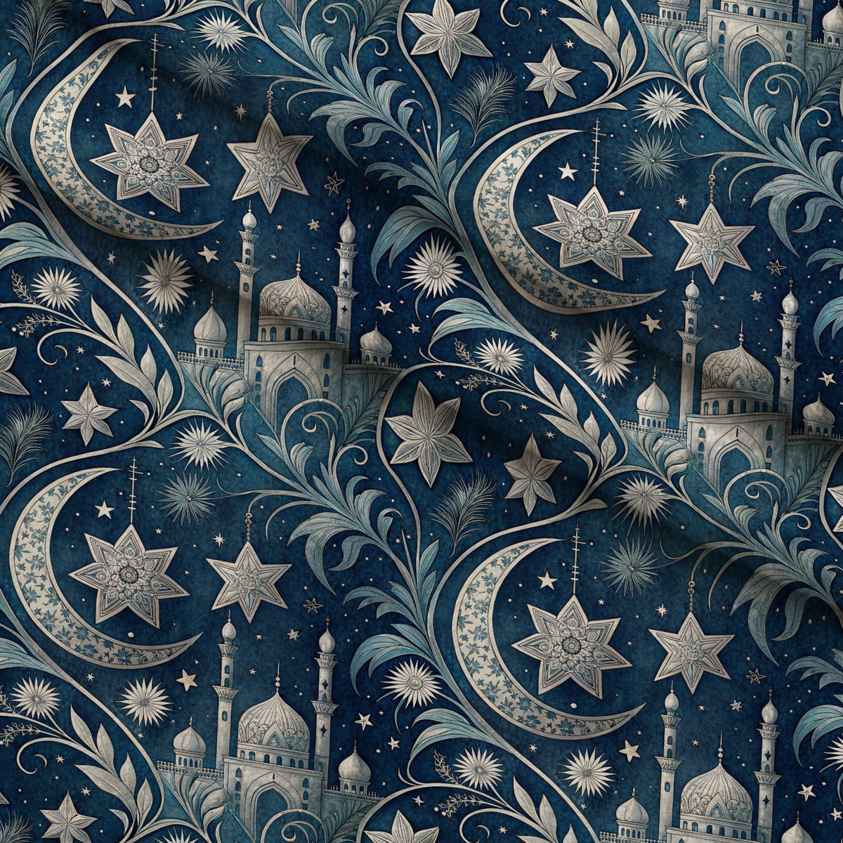 Islamic Dark Blue Pattern 11 Minky Fabric