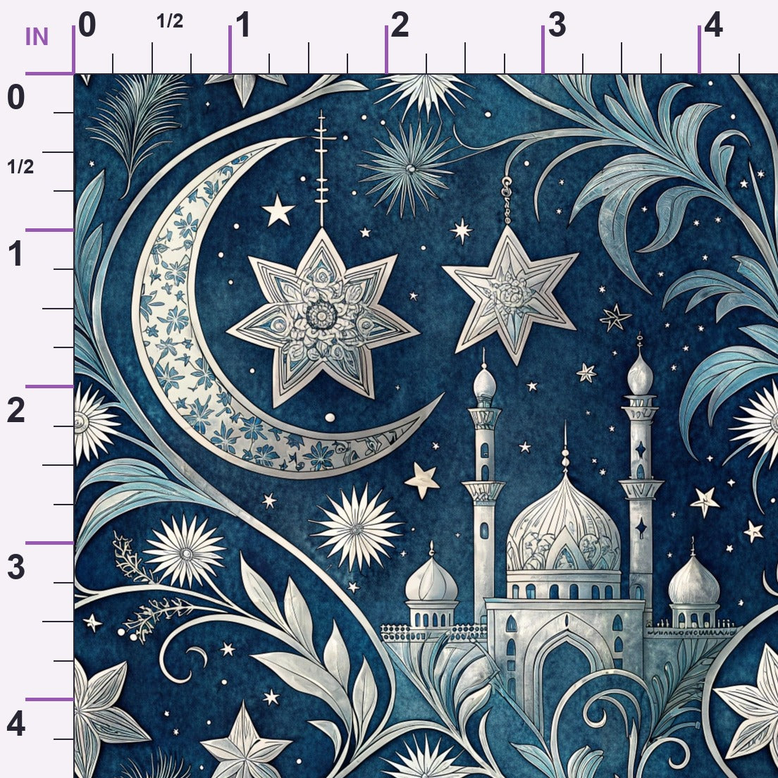 Islamic Dark Blue Pattern 11 Minky Fabric